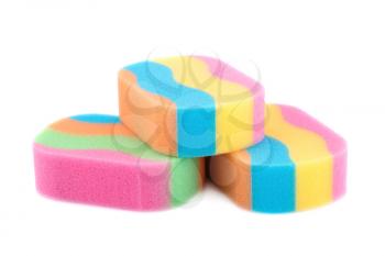 Colorful sponges isolated on white background.