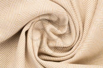 Beige and white kitchen towel texture as a background, horizontal picture.
