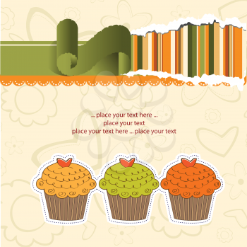 Royalty Free Clipart Image of a Cupcake Background With Space for Text