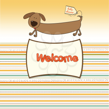 Royalty Free Clipart Image of a Baby Shower Invitation With a Dog