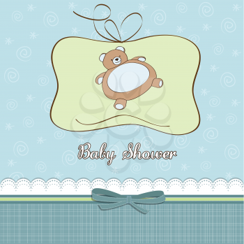 Royalty Free Clipart Image of a Baby Shower Invitation With a Bear