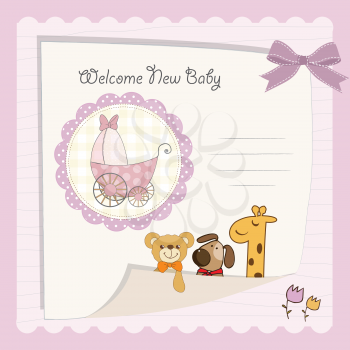 Royalty Free Clipart Image of a Baby Announcement Card for a Girl