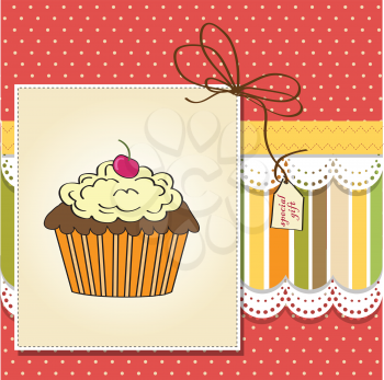 Royalty Free Clipart Image of a Cupcake on a Special Gift