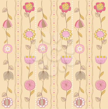 Royalty Free Clipart Image of a Floral Background With a Vertical Pattern
