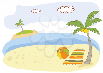 Royalty Free Clipart Image of a Beach Landscape