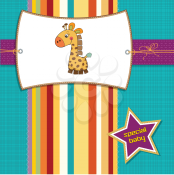 new baby announcement card with giraffe