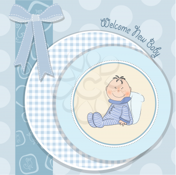 new baby announcement card with little baby