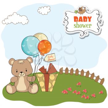 baby shower card with cute teddy bear