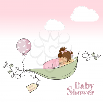 baby girl shower card, vector illustration