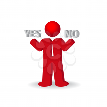 Busines man, person presents yes and no words, vector illustration