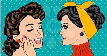 pop art retro women in comics style that gossip, vector illustration