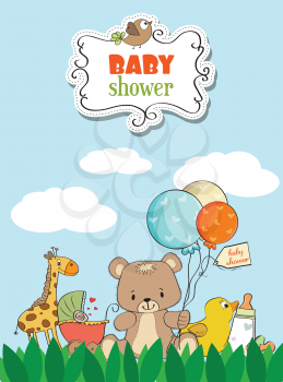 Beautiful baby shower card with toys