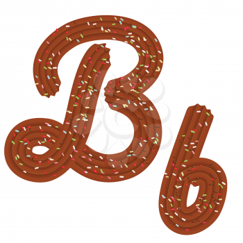 Tempting tipography. Font design. Icing letter. Sweet 3D letter  B of the chocolate cream and candy. Vector