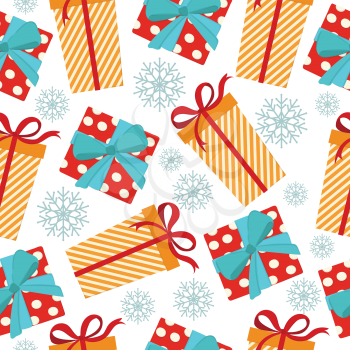 Christmas seamless pattern with gift boxes. Christmas background