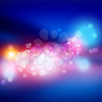 Bokeh lights effect on blue and pink gradient  background. Vector format