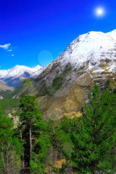 Beautiful view of mountains in the Elbrus area. Land View.