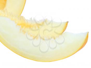 Sliced of ripe melon with over white.Isolated over white