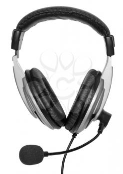 Big headset with a microphone. Isolated over white