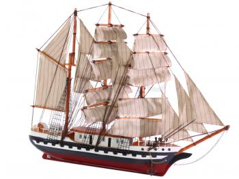 Model of sailing frigate. Isolated over white.