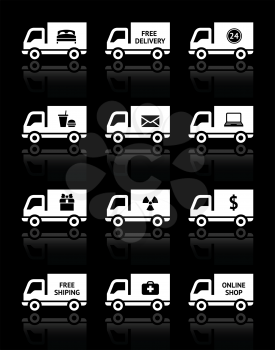 Set of truck icons - free delivery