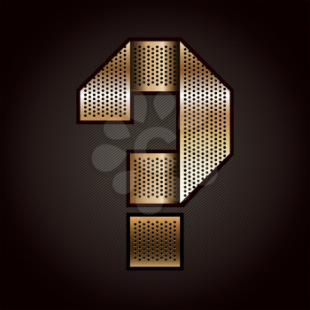 Letter metal gold ribbon - Question mark, vector 10eps