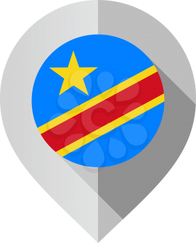 Marker with flag for map democratic republic of the Congo