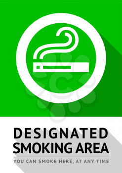 Smoking area new poster, vector illustration for print