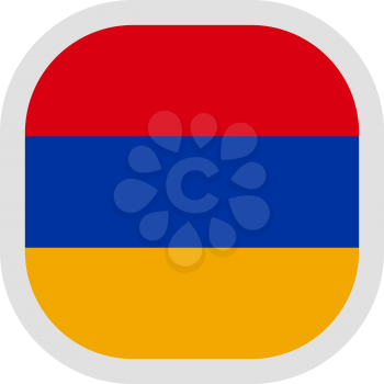 Flag of Armenia. Rounded square icon on white background, vector illustration.