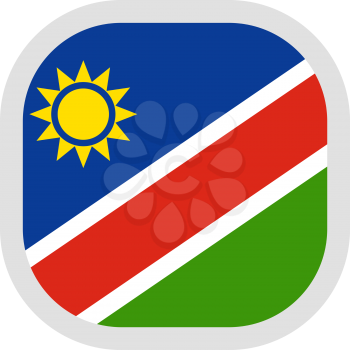 Flag of Republic of Namibia Rounded square icon on white background, vector illustration.
