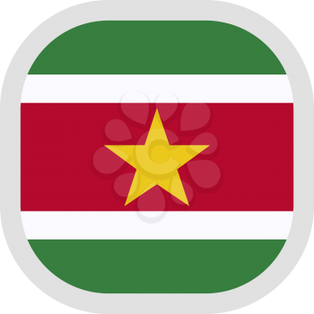 Flag of Republic of Suriname. Rounded square icon on white background, vector illustration.