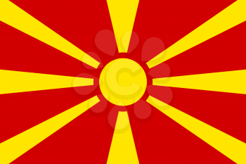 Flag of Macedonia. Rectangular shape icon on white background, vector illustration.