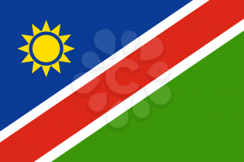 Flag of Namibia. Rectangular shape icon on white background, vector illustration.