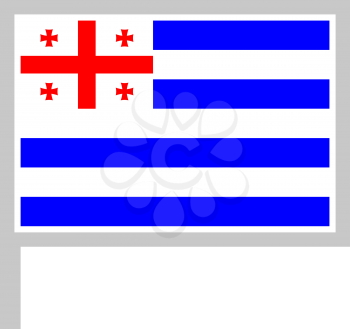 Adjara flag on flagpole, rectangular shape icon on white background, vector illustration.