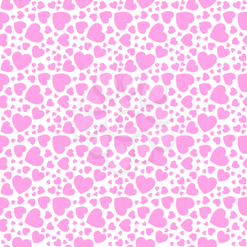 Valentine's day, seamless pattern with pink hearts, simple vector design element