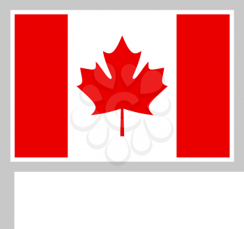 Canada flag on flagpole, rectangular shape icon on white background, vector illustration.