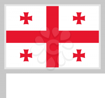 Georgia flag on flagpole, rectangular shape icon on white background, vector illustration.