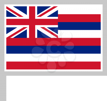 Hawaii flag on flagpole, rectangular shape icon on white background, vector illustration.