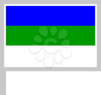 komi republic, flag on flagpole, rectangular shape icon on white background, vector illustration.