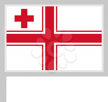 Naval Ensign of Tonga flag on flagpole, rectangular shape icon on white background, vector illustration.