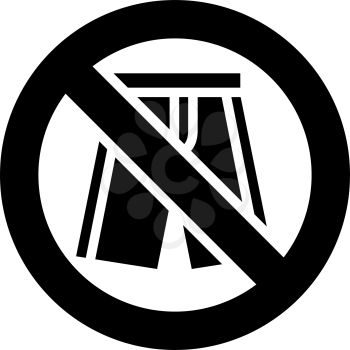 No shorts forbidden sign, modern round sticker