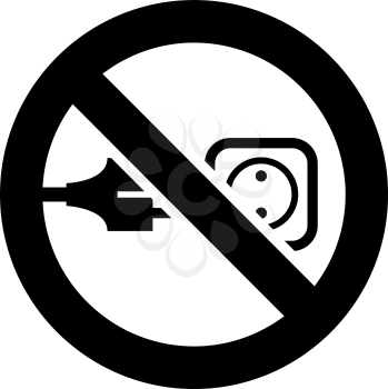 Do Not Remove Plug forbidden sign, modern round sticker