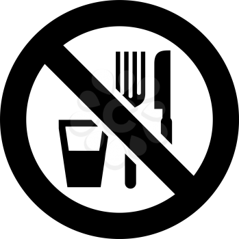 No eat and drink forbidden sign, modern round sticker