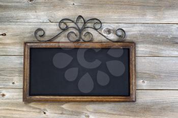Old fashion chalkboard on rustic wood. Layout in horizontal format.