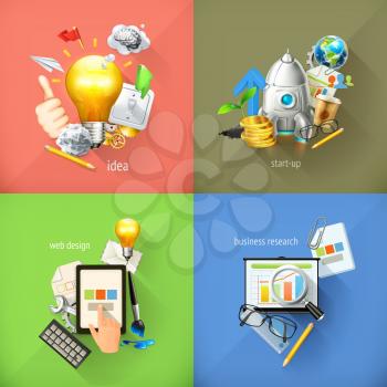 Business concepts 3d vector icons