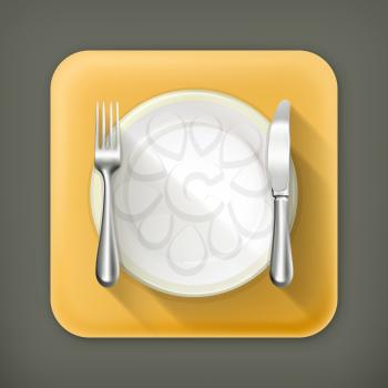 Dinner place setting, vector flat icon