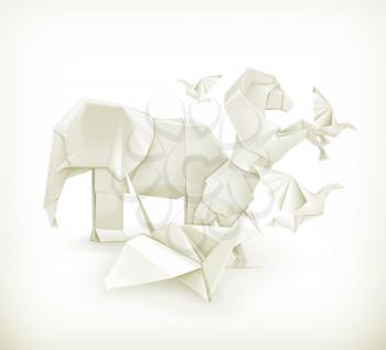 Origami animals, vector illustration