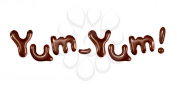 Yum-Yum, modern-style inscription, can be used as a label for something tasty and delicious, stylish vector illustration isolated on white background