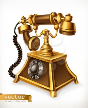Vintage phone, 3d vector icon
