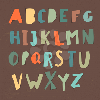 Paper Cut Alphabet. Colorful letters. Easy edited color of letter. Capital letters. Each letter in separate group and ready for use. Good for ecology, environment, nature, organic themed designs