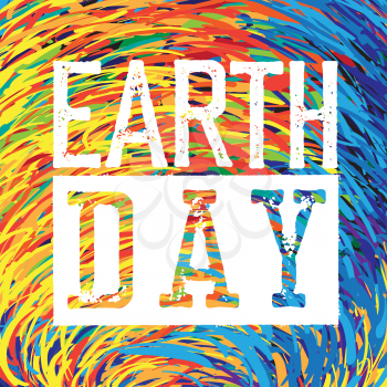 Earth Day Logo. Grunge texture in separate layer. 
